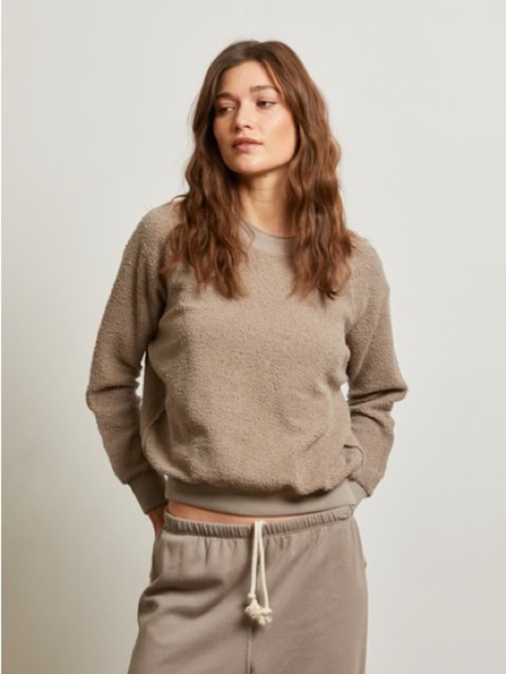 NWT perfectwhitetee Ziggy Reverse Fleece Sweatshirt- Mushroom 🍄‍🟫